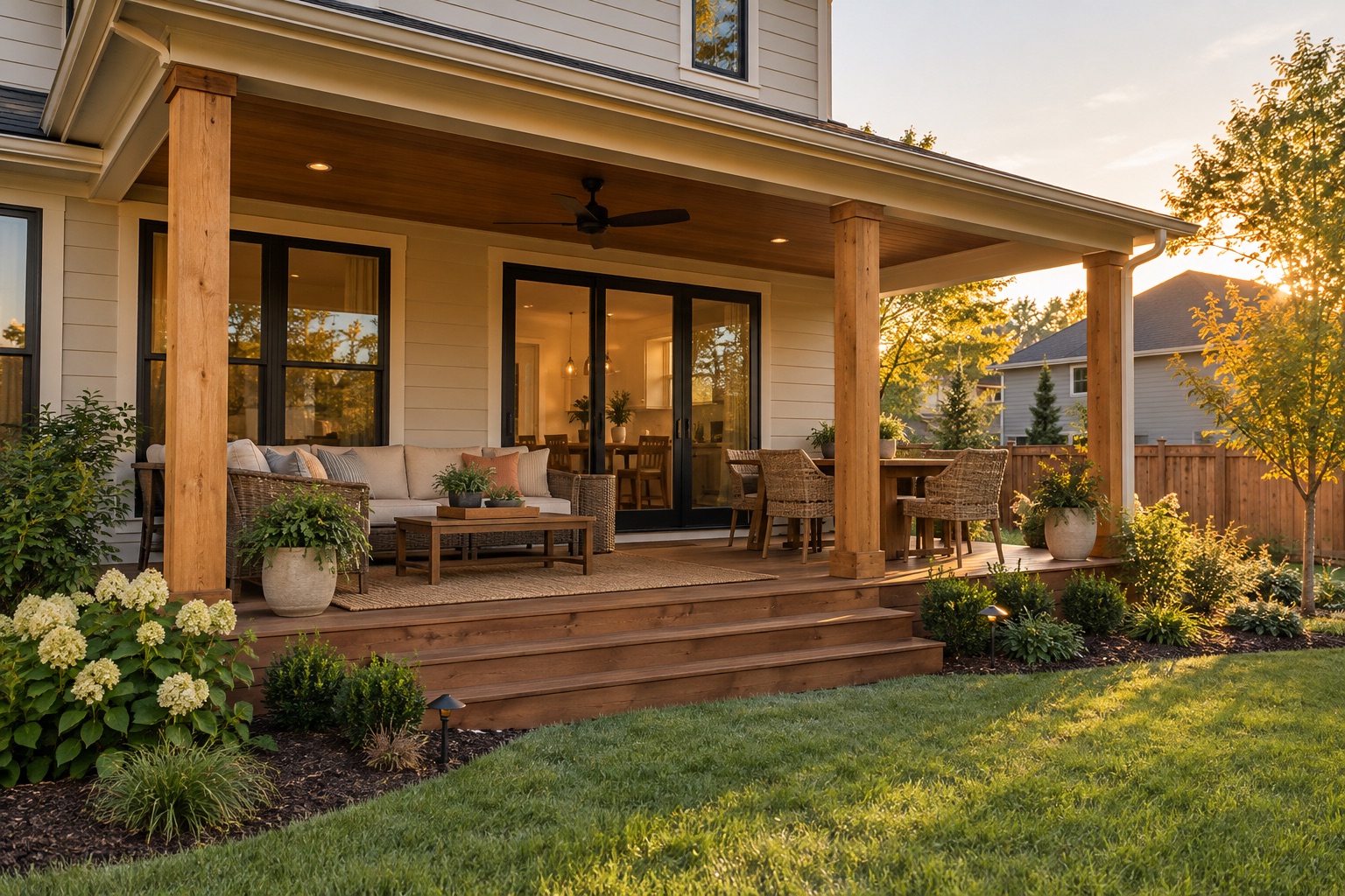 Completed covered backyard porch