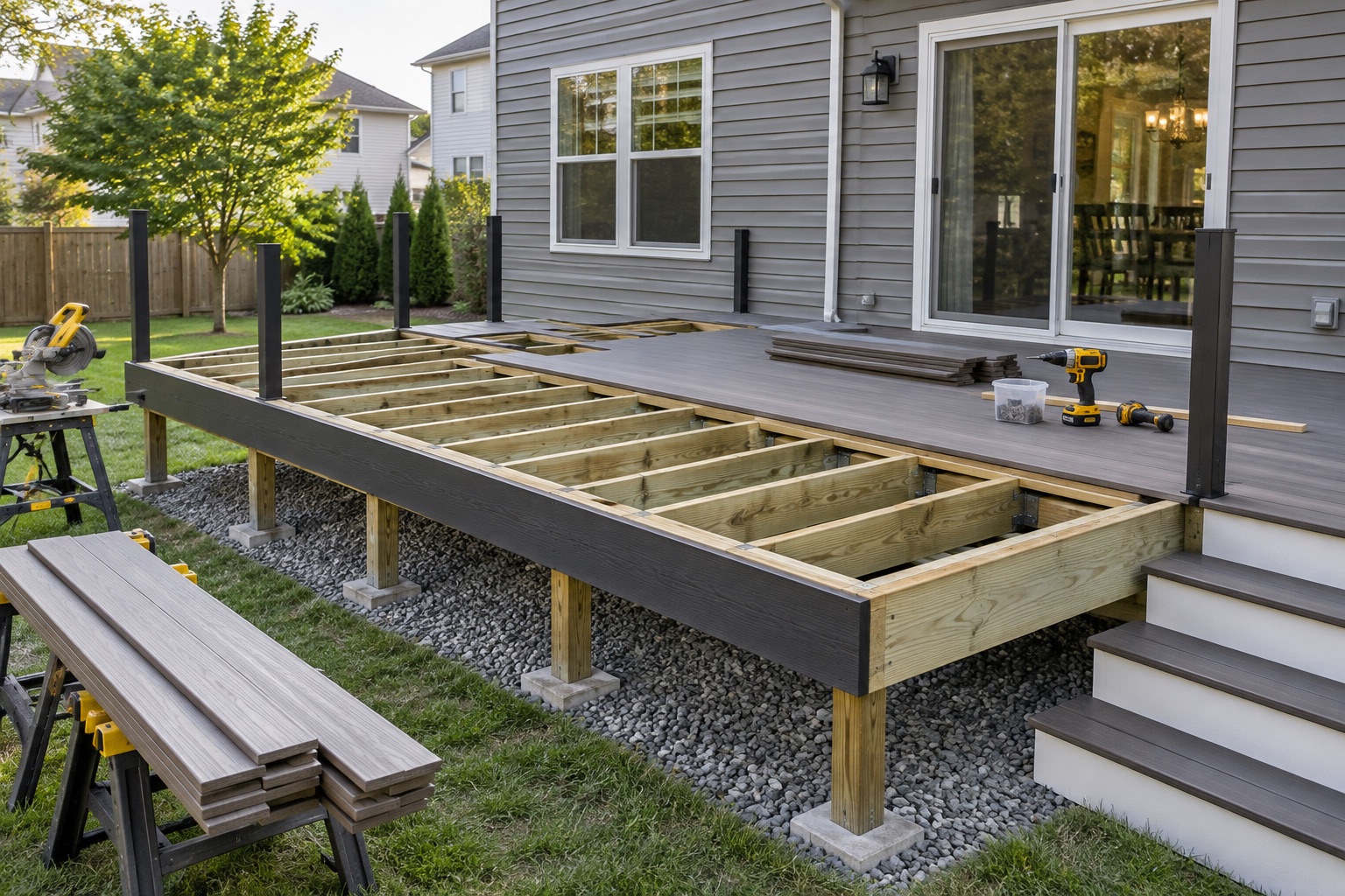 Composite deck under construction
