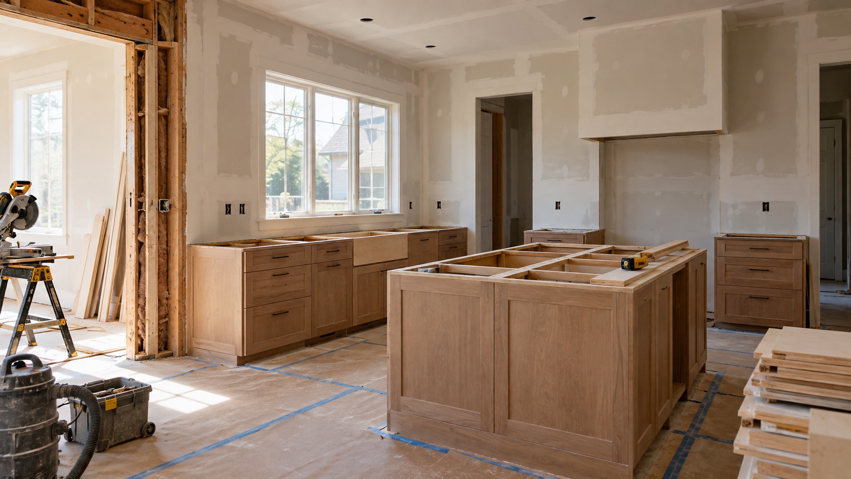 Illustrative kitchen project during construction