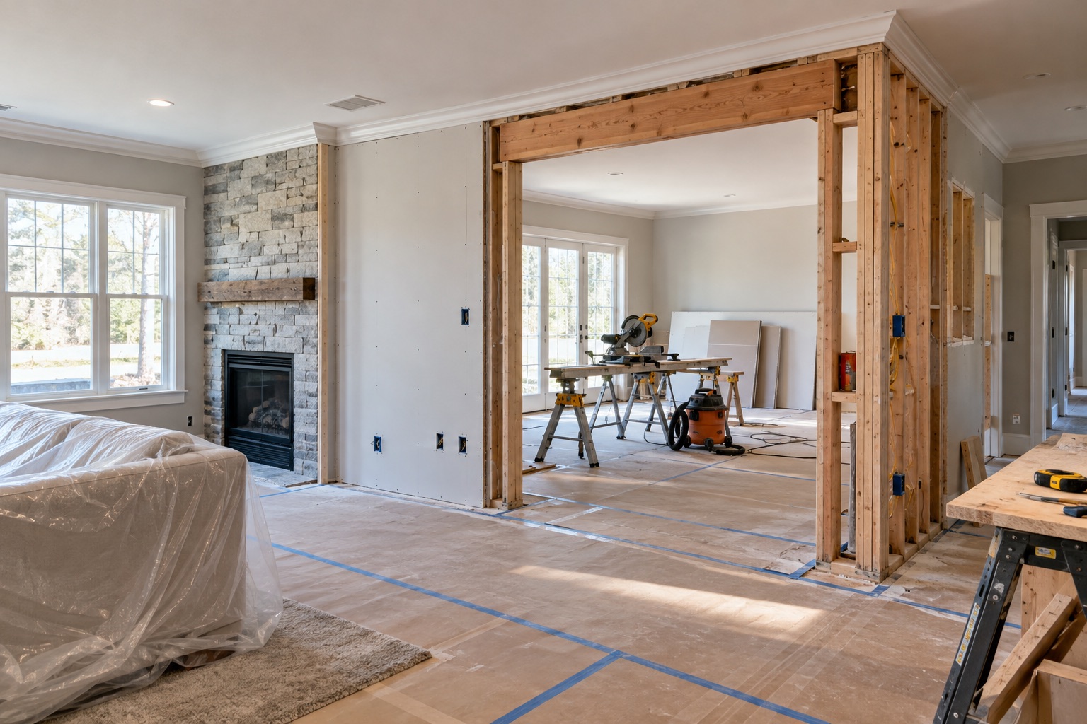 Living room renovation in progress