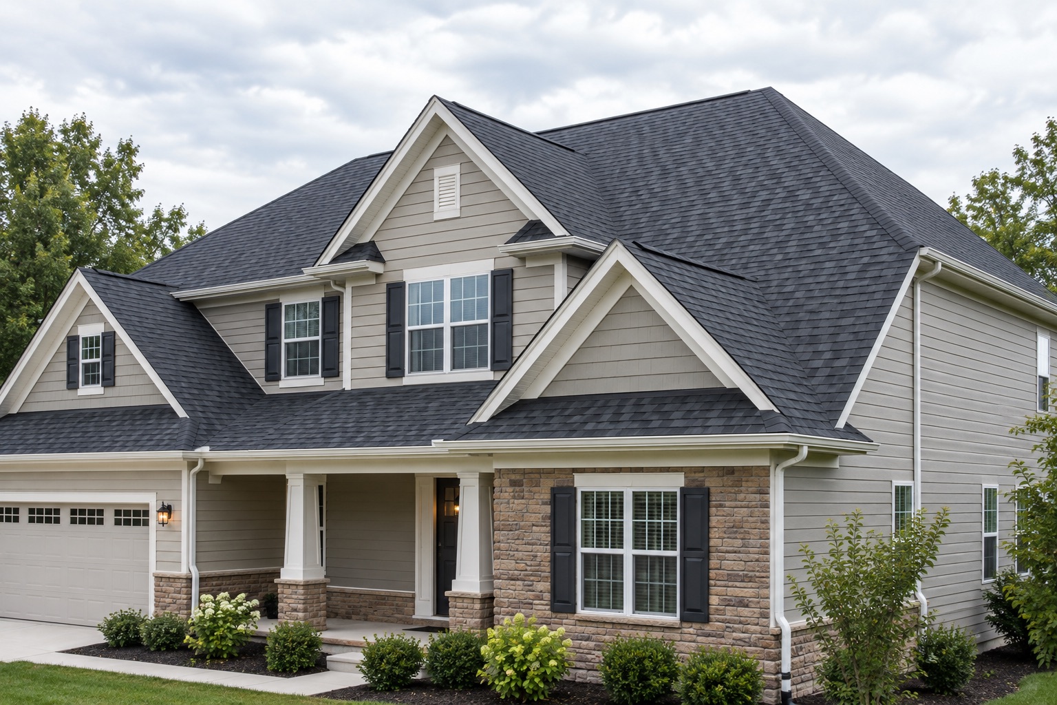 Completed charcoal shingle roof